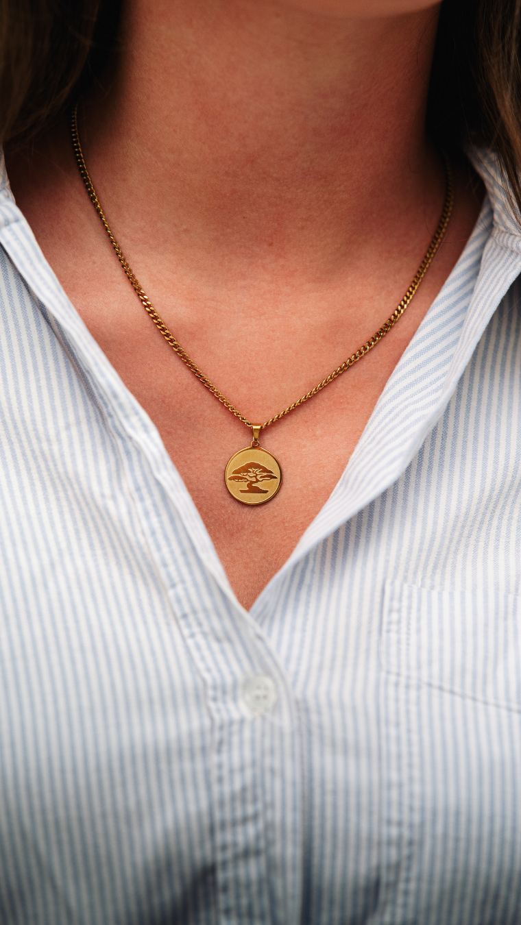 Aurora Ketting + Bedel 3MM (Goud)